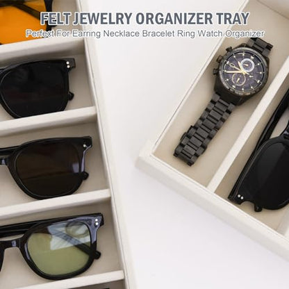 2 Pack Sunglasses Organizer Storage Glasses Holder Velvet Jewelry Tray, Glasses Organizer Eyeglasses Sunglasses Tray for Jewelry Display Watch