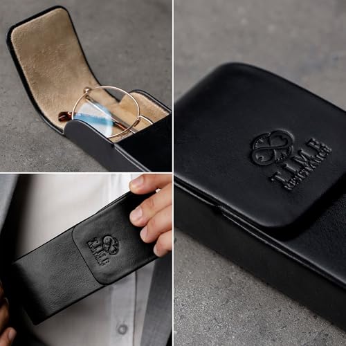 Time Resistance Leather Glasses Case - Hard Shell Leather Glasses Case - Made in Italy