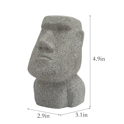 Moai Eyeglass Holder Stand Easter Island Stone Decoration Fun Glasses Holder Display Stands Modern Home Resin Sculptures Decorative Nightstand Home Office Desk Decor (Gray)