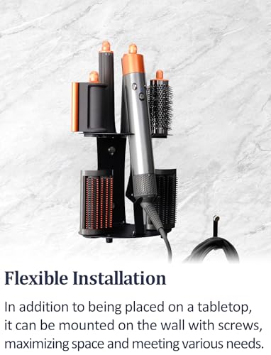 Nekuma Curling Iron Holder Attachments Compatible with Dyson Airwrap Organizer Stand on Desktop, Hair Wrap Storage Rack Accessories Wall Mounted for home / Bathroom