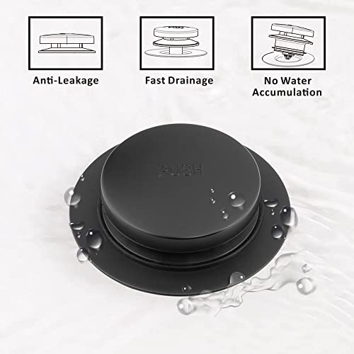 Universal Tip Toe Bath Drain Stopper and Cover, Bathtub Drain Stopper, Replaces Lift and Turn, Tip-Toe and Trip Lever drains for Tub, EZ Installation and Clearing (MATT Black)