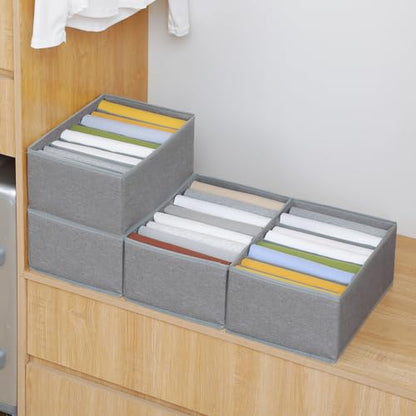 4 Pack Drawer Organizers for Clothing, 8 Grids Foldable Closet Organizers and Storage Bins for Bedroom, Dresser Organizer Boxes for Thin T-shirts, Tank Tops