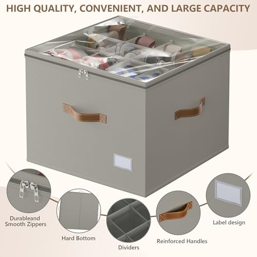 Vincona Shoe Organizer for Closet,2 Pack Shoe Storage Bins Foldable Shoe Storage Box Containers with Clear Cover and Sturdy Handles,Shoe Rack for Closet Storage for Sneakers Heels Slippers (Grey)