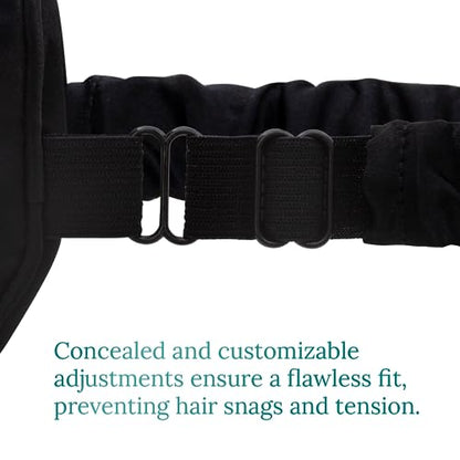 Mulberry Soft Silk Eye Mask for Sleeping with Ear Plugs & Luxury Bag - Cooling Night Eye Covers Sleep Face Mask for Women - Blindfold Travel Eye Mask Blocking Out Light - Black