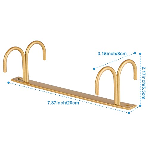 FOMANSH Mug Rack Under Cabinet - Coffee Cup Holder, 12 Mugs Hooks Under Shelf, Display Hanging Cups Drying Hook for Bar Kitchen Utensils Gold