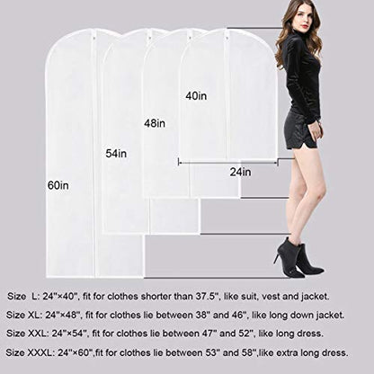 60" Clear Hanging Garment Bags Protect Extra Long Dresses & Gowns | Sturdy zipper with stopper prevents runaway slides. Breathable & washable PEVA covers prevent dust, pet hair& floor drag
