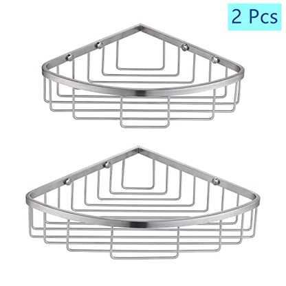 [2 Pack] Corner Shower Caddy Organizer, SUS304 Stainless Steel Heavy Duty Rust-Proof Shelf Shampoo Holder, Wall Mounted Storage Rack for Bathroom Kitchen, Brushed Nickel