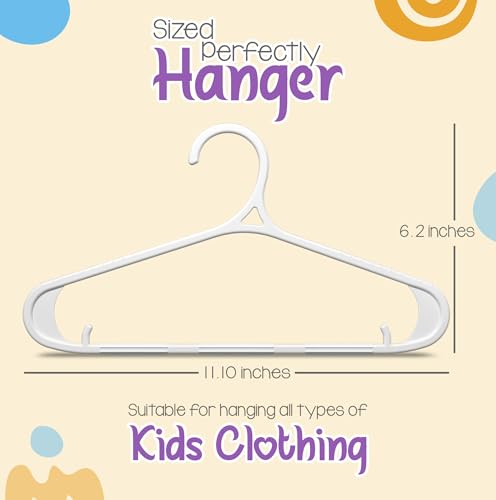 Utopia Home Kids Hangers 60 Pack – 11 Inch Non-Slip Baby Hangers White | Non-slip shoulder grooves | Strap hooks | Pants bar | Ideal for children's & infant clothes