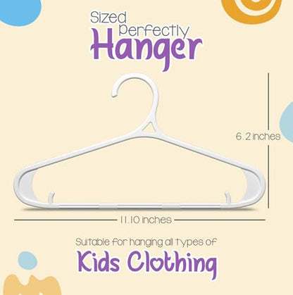 Utopia Home Kids Hangers 60 Pack – 11 Inch Non-Slip Baby Hangers White | Non-slip shoulder grooves | Strap hooks | Pants bar | Ideal for children's & infant clothes