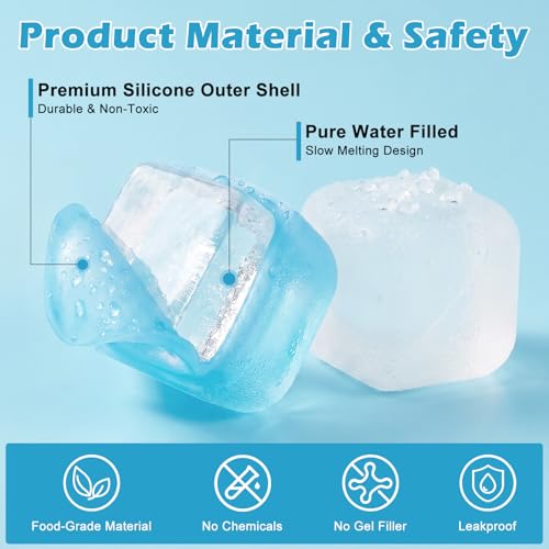 100 Pack Reusable Ice Cubes with Storage Box, Refreezable Plastic Ice Cubes for Drinks, Non-Melting BPA Free Pure Water Filled Ice Cubes for Whiskey, Wine, Coffee, Cocktail, Party & Daily Use