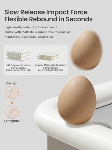 16.4FT L-Shape Baby Corner Protector Guards, Pre-Taped, 0.47''Thick | Edge Safety Bumpers for Furniture & Sharp Table Corners, with 10 Corners, Waterproof Soft Foam Adhesive Guard Cushion, White