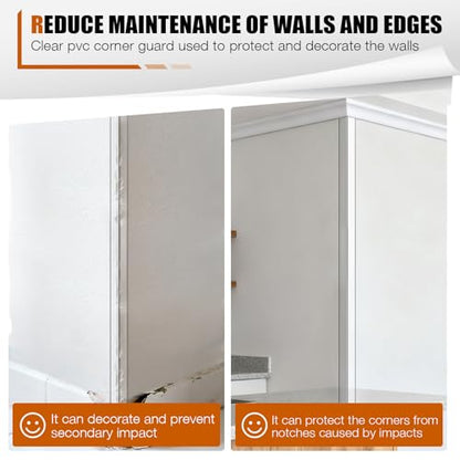 Magicheap 4 Pack Wall Corner Protector, 31.5in x 1.18in, Clear | Self Adhesive, Easy to Install, Corner Protectors for Walls, Edge Guard for Furniture Cabinet Shelf Drywall Baseboard Desk