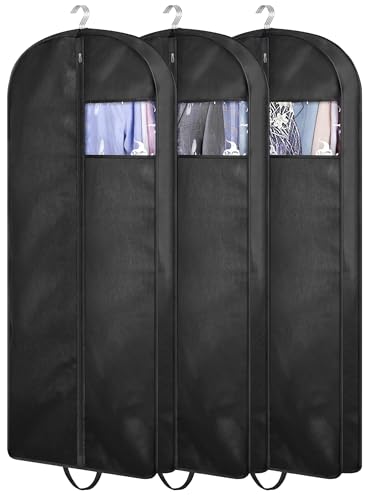 54" Suit Bags for Closet Storage and Travel, Gusseted Hanging Garment Bags for Men Suit Cover With Handles for Clothes, Coats, Jackets, Shirts（3 Packs）