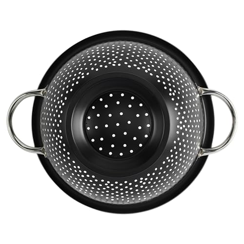 GoodCook Colander Premium Stainless Steel Construction with Handles and Elevated Pedestal Foot, 5-Quart, Black