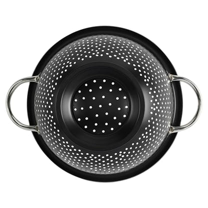 GoodCook Colander Premium Stainless Steel Construction with Handles and Elevated Pedestal Foot, 5-Quart, Black