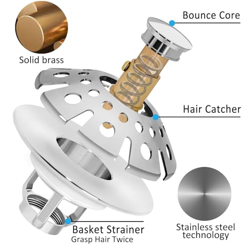 AzWzz Bathroom Sink Stopper,Sink Hair Catcher,Bathroom Sink Drain Strainer Pop Up Drain Cover Plug,Universal for 1.1 to 1.65in Sink Drain Hole