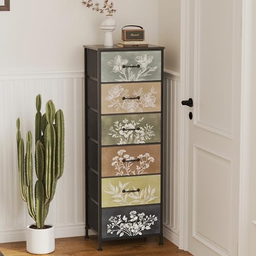 Vintage Dresser Vertical Nightstand with Neutral B... (Multi Color | Engineered Wood)
