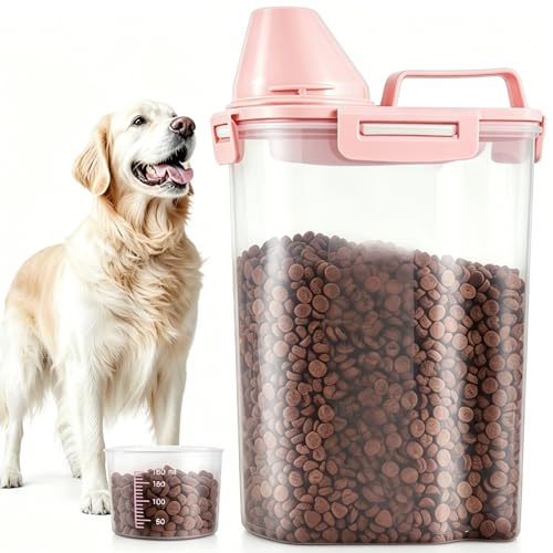 Pet Food Storage Container Bin 2.5 lb Portable BPA... (pink | Plastic)