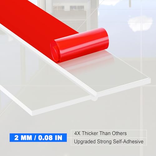 Weather Stripping Silicone Door Seal Strip 2 in x 20 ft Door Draft Stopper Self Adhesive Door Draft Tape, Side & Bottom Gaps Insulation Strip for Glass Shower Door Sliding Door Window, Clear