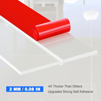 Weather Stripping Silicone Door Seal Strip 2 in x 20 ft Door Draft Stopper Self Adhesive Door Draft Tape, Side & Bottom Gaps Insulation Strip for Glass Shower Door Sliding Door Window, Clear