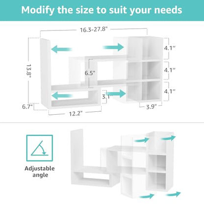NUTIKAS Desk Shelves Desktop Organizer Shelf - White Office Organization for Top of Desk Organizers and Accessories Corner Bookshelf Table Top Shelving Small Hutch Decorations for Women Office
