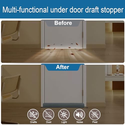 36 Inch Door Draft Stopper, Blocks Hot Cold Air with Washable Cover | Blocks Hot & Cold Air, Removable Washable Cover, Fits Door Gaps Up to 3 Inch, Noise & Wind Seal, Draft Blocker (1 Pack)