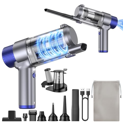 JONYJ Handheld Car Vacuum Cleaner Cordless, 16000PA Hand Held Vacuum Portable, 2 in 1 Air Duster and Mini Vacuum Cleaner Rechargeable with LED, Multi-Nozzles & Washable Filters for Home Office Car Pet