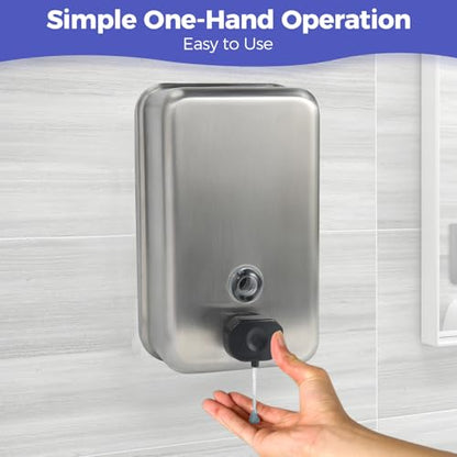 Stardrix Heavy Duty Stainless Steel Wall Mount Soap Dispenser, 1100ml/37oz, with Corrosion Proof Lining and Anti-Leak Pump for Commercial & Home Bathroom Kitchen(Vertical)