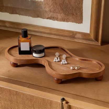 Uiifan Wood Cloud Perfume Tray Irregular Jewelry Decorative Bedside Tray for Nightstand for Women Trinket Dish Ring Holder Dish Room Aesthetic Decor Birthday Housewarming Gift(Brown)