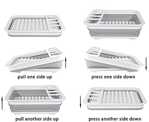 Dish Drying Rack Collapsible Dish Drying Rack Portable Dinnerware Drainer Organizer for Kitchen RV Campers Travel Trailers Space Saving Kitchen Storage Rack Tray Camper Must Haves