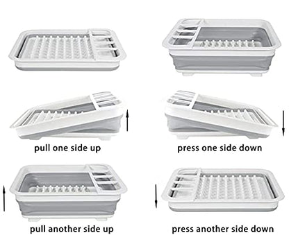 Dish Drying Rack Collapsible Dish Drying Rack Portable Dinnerware Drainer Organizer for Kitchen RV Campers Travel Trailers Space Saving Kitchen Storage Rack Tray Camper Must Haves