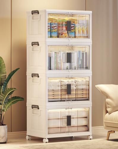 48QT Storage Bins with Lids for Home, Closet, Dorm... (4 Count | White | Polypropylene)