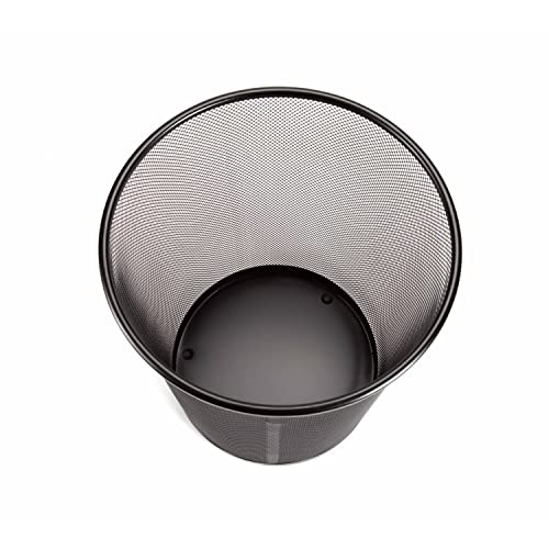 2-Pack 6-Gallon Round Steel Mesh Trash Can, Recycling Wastebasket, Black | Versatile and ventilated bin measures 13.75" high with a 11.5" top diameter