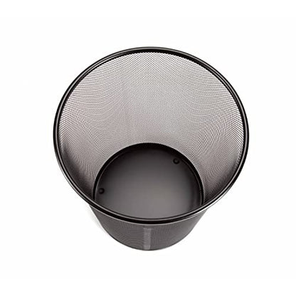 2-Pack 6-Gallon Round Steel Mesh Trash Can, Recycling Wastebasket, Black | Versatile and ventilated bin measures 13.75" high with a 11.5" top diameter