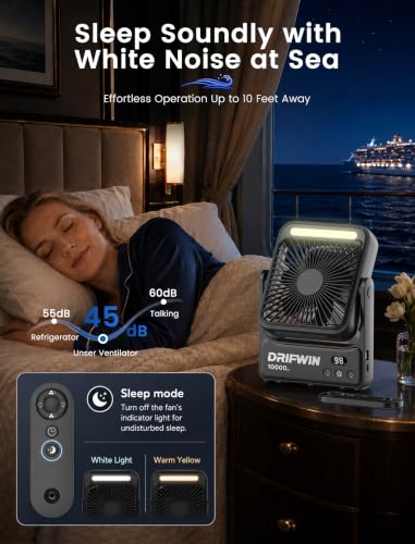 2-Pack Magnetic Cruise Approved Fan with Night Light, 10000mAh Ultra-Slim Travel Fan, Hook Design, Portable Fan for Cruise Ship Cabin, Bedroom Sleeping, Camping, Travel & Cruise Essentials 2026