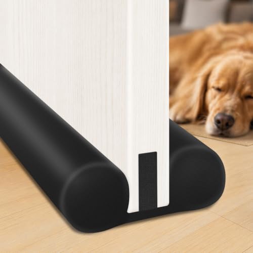 Door Draft Stopper for Bottom of Door, Under Door... (Black)