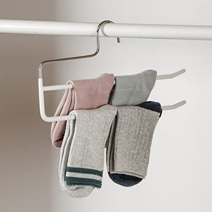 SHIMOYAMA Pants Hangers, 5 Pack, Double Rod Pant Hanger for Jeans, Space-Saving Slack Hangers, Trouser Hangers (White)