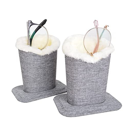 Baitaihem Pack of 2 Plush Lined Eyeglasses Holder Stand Protective Glasses Case For Desks Or Nightstands