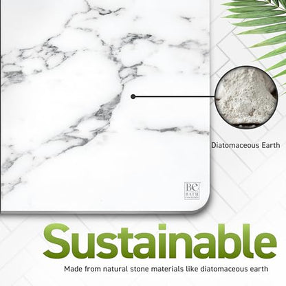 Stone Bath Drying Mat | Diatomaceous Earth Shower Mat | Non-Slip | Super Absorbent | Quick Drying | Bathroom Floor Mat, Natural, Easy to Clean (Onyx Marble, 23.5" x 15.25")