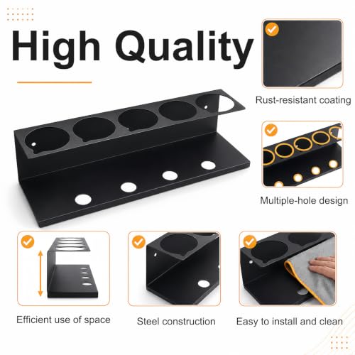 4Pcs Wall-Mounted Aerosol Spray Can Holder for Garage and Workspace | Steel Multi Hole Spray Bottle Rack, Flexibly Utilize Storage Space, Black Powder-Coated, No Assembly Required