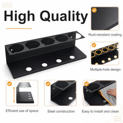 4Pcs Wall-Mounted Aerosol Spray Can Holder for Garage and Workspace | Steel Multi Hole Spray Bottle Rack, Flexibly Utilize Storage Space, Black Powder-Coated, No Assembly Required