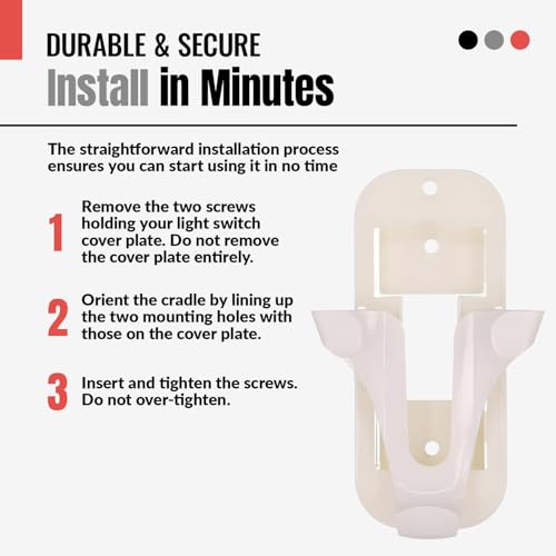 Anderic Wall Mount Bracket for Hunter 99122, 99123, RAN003, K047402 and Other Same Style Handheld Remote Control transmitters - 99122WM - White