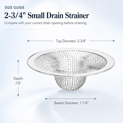 Kingrol 50 Pack 2-3/4 Inch Stainless Steel Sink Strainers, Small Mesh Drain Strainer Baskets for Kitchen Sink, Bathroom Sink, Bathtub, Laundry, Floor Drain and Utility Sink