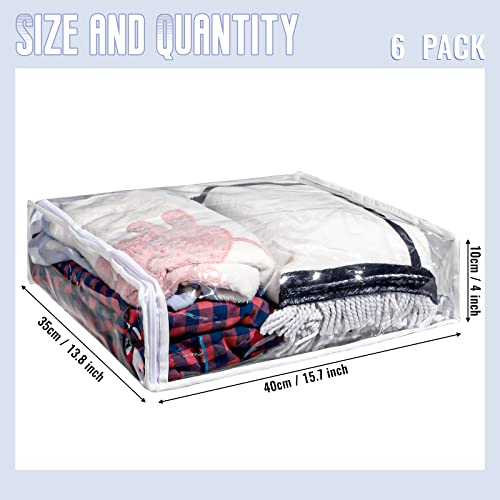 6 Packs Clear Zippered Storage Bags 16 x 14 x 4 Inch Sweater Moth Bags Vinyl Plastic Storage for Blankets Clothes Bed Sheet Organizer with Zipper for Closet Linen Sweater Clothes Comforters Pillow