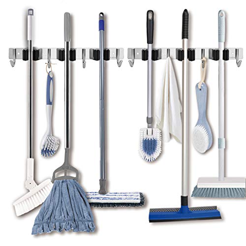 Broom Hanger Wall Mounted, 2PCS Mop and Broom Hold...