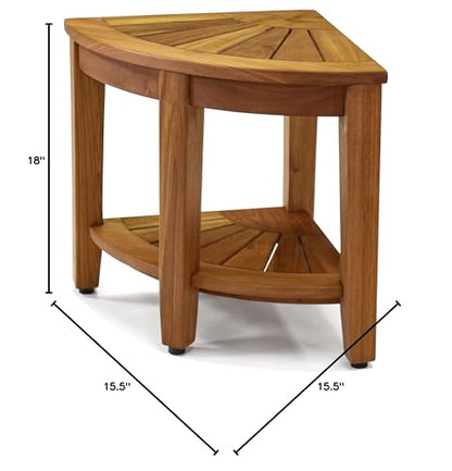 AquaTeak Kai Corner 15.5" Teak Shower Bench | Durable, Water-Resistant Teak, Shower Chair & Shaving Foot Rest, Indoor/Outdoor Use
