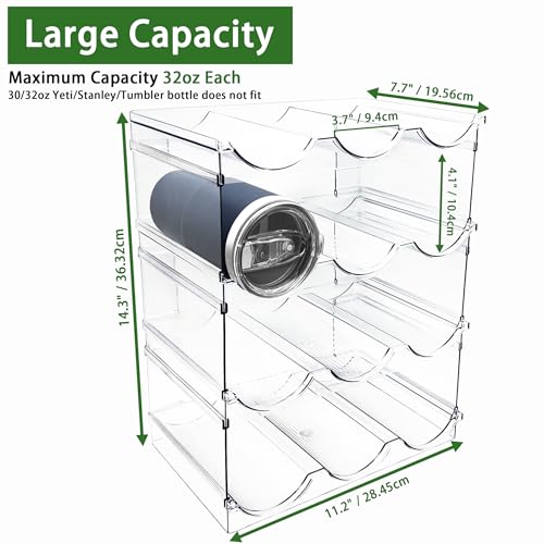 4 Pack Water Bottle Organizer, Stackable Kitchen Pantry Organization and Storage Shelf, Plastic Bottle Holder for Fridge Kitchen Cabinet Organizer and Storage, Tumbler Mug Cup Organizer