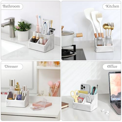 Luxspire Diatomite Toothbrush Holder, 4 Slots, Marble White | Fast Drying, Diatomaceous Earth, Electric Tooth Brush and Toothpaste Organizer, For Bathroom Kitchen Vanity Countertop