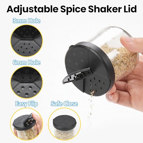 Spice Shaker Lids Only Compatible with Oui Yogurt Jars(5 oz Jar), 8 PCS Durable Ajustable Shaker Lids, Food-Grade Spice Dispenser Tops, Dishwasher Safe (Jars Not Included)