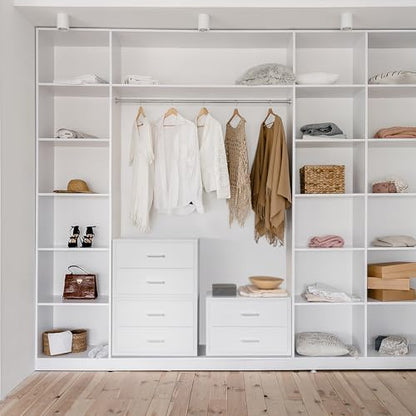 BOLUO Stackable Storage Drawers Closet Organizers and Storage Bins Fabric White 2 Drawer Dresser for Bedroom Office Modern